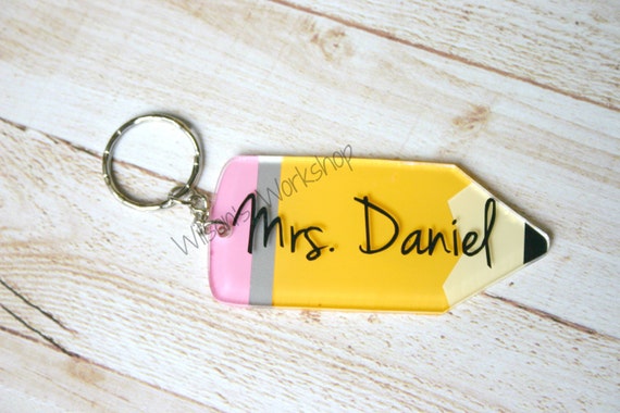 Personalized Pencil Keychain by WilsonsWorkshoppe on Etsy