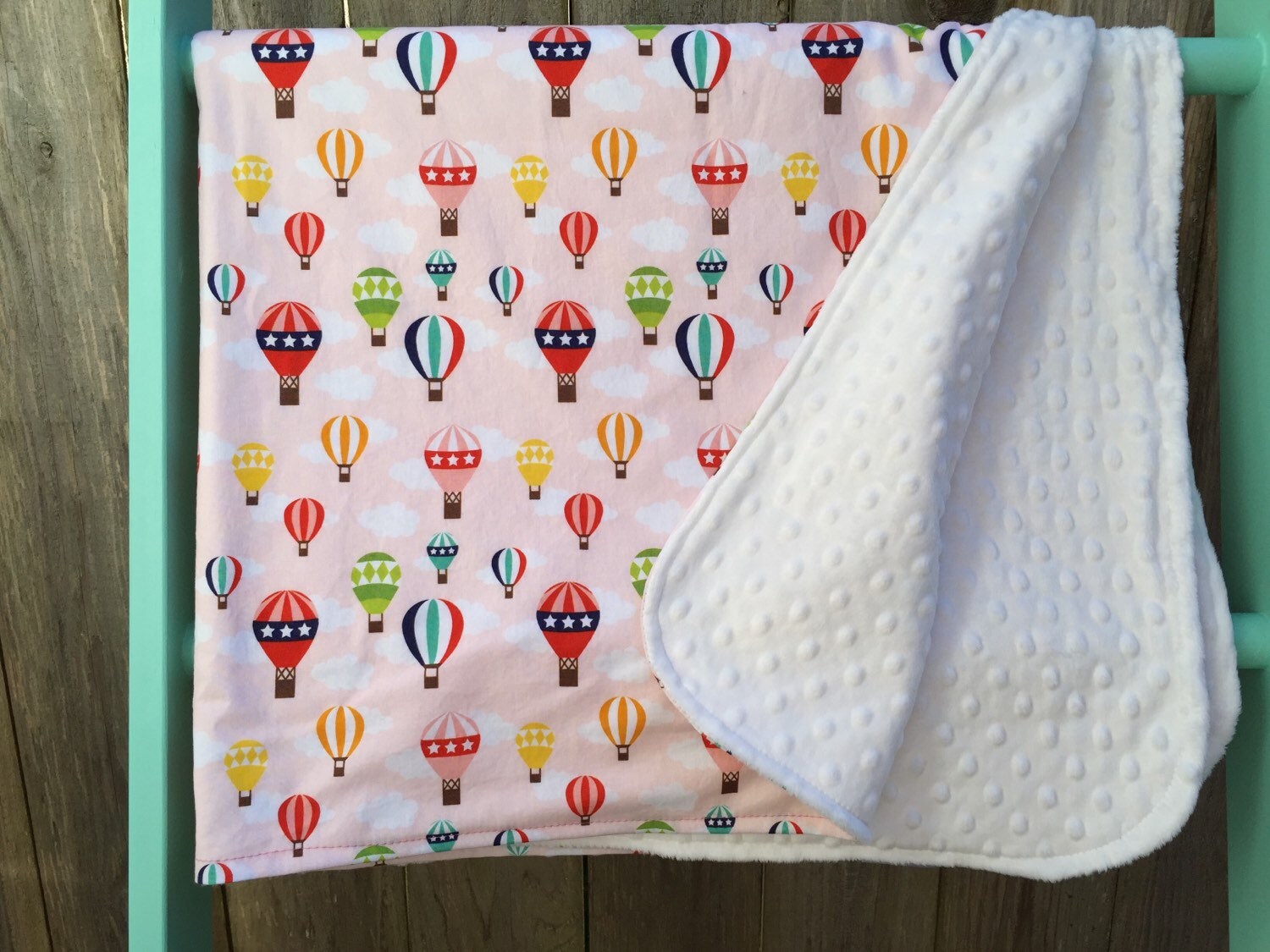 Ballon bedding baby girl blanket pink cotton hot air balloon