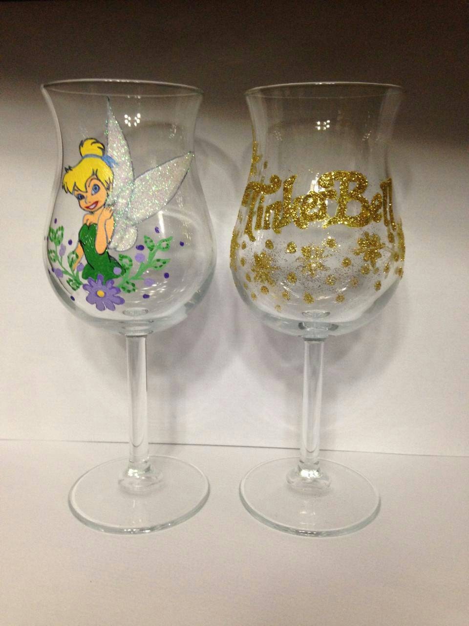 Tinkerbell Wine Glasses by JokesterGlazz on Etsy