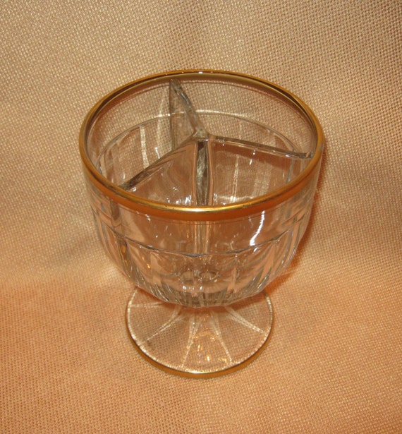 Vintage Glass Bowl Divider or Utensil by willowcreekantiques