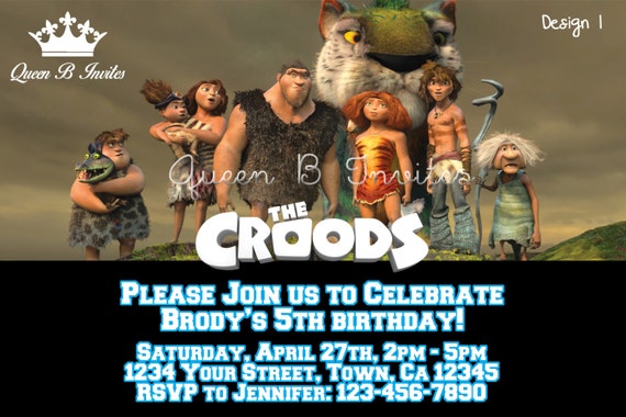 The Croods Birthday Party Invitation Digital File FREE Thank