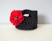 Crochet basket Home decor Crochet gift Floral basket Storage and organization Tshirt Zpagetti Basket Storage basket Gifts ideas Handmade