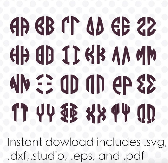 Download Circle monogram font svg file greek alphabet two letter ...