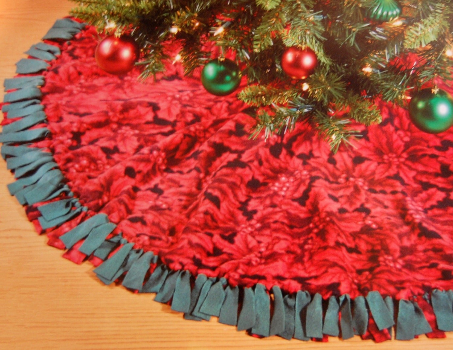 poinsettia fleece christmas tree skirt poinsettia fleece christmas tree skirt