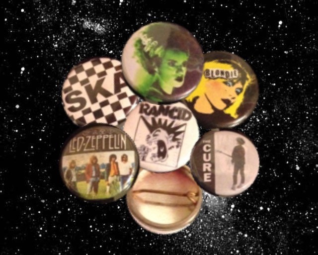 Set of 6 Band Pins by ThrashyCat on Etsy