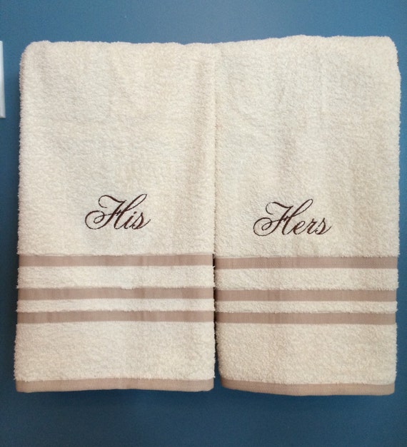 His & Hers Bath towels set of 2 by Stitchquickbymichele on Etsy