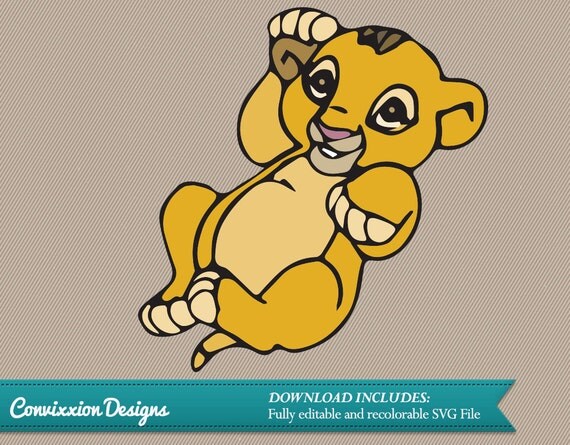 Download SALE Baby Simba Lion Cub SVG File DOWNLOAD for die cut machine Silhouette Print and Cut Ready