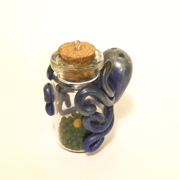 Polymer clay octopus jar by SugarDoughCookie on Etsy