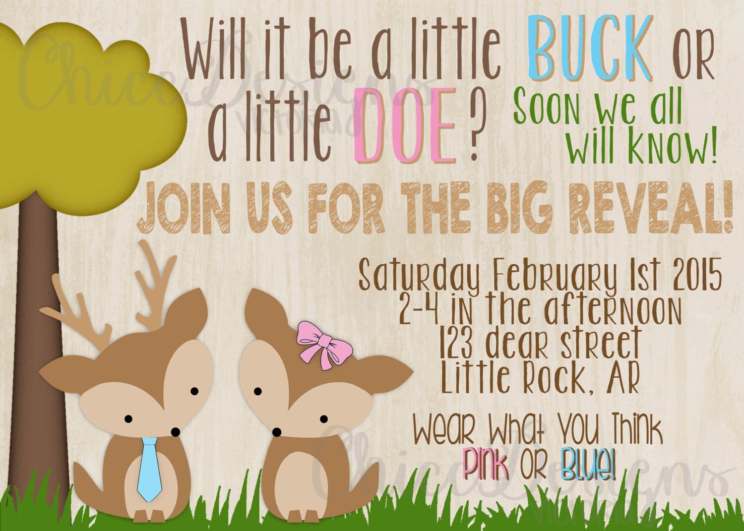 Deer Woodland Gender Reveal Buck or Doe Theme Gender