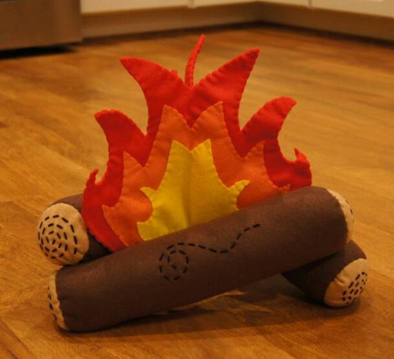 Felt Campfire Set Eco Friendly Flame And Logs Only Faux Campfire