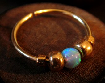 Blue Opal 20 - 22 Gauge Nose Hoop Nose Ring