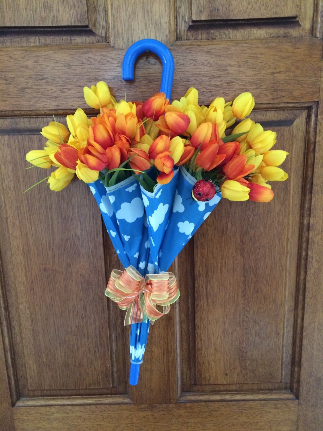 Umbrella Wreath Spring Decor Front Door Hanging