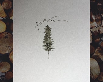 PNW Pine Tree Watercolor by PineAndFawn on Etsy