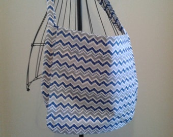 Blue and Gray Chevron Messenger Bag