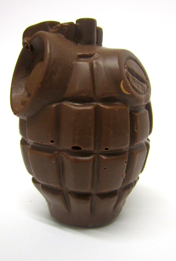 Solid Chocolate Hand Grenade by Chocsforchaps on Etsy