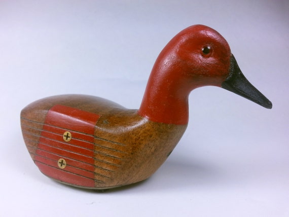 Hand carved Canvasback duck head carved onto by SwiftCreekCarving