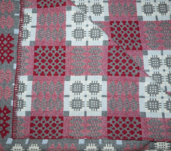 Pure Wool Welsh Tapestry Blanket Red