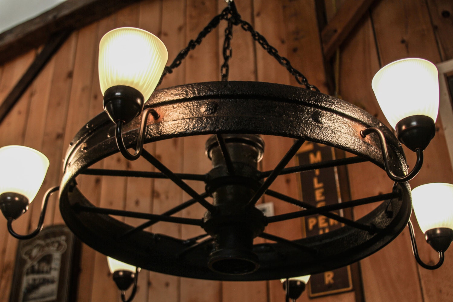 iron wheel chandelier