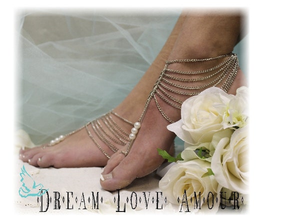 GYPSY | boho silver Barefoot sandals- beach wedding - bridal foot ...
