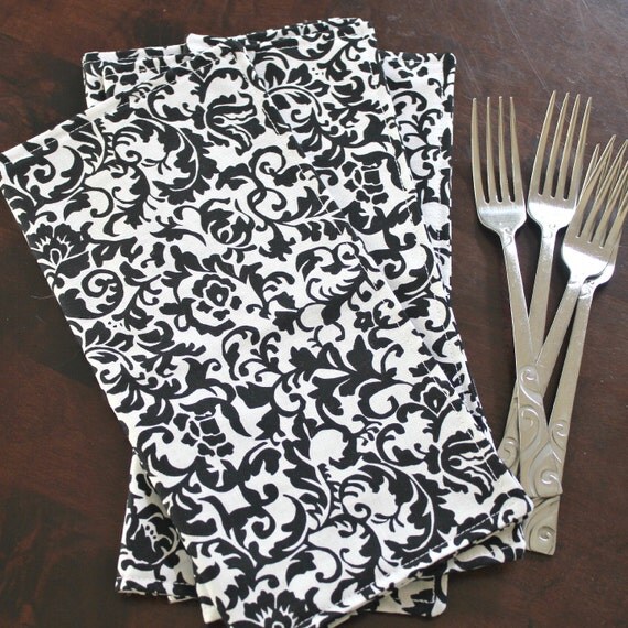 Cloth Everyday Napkins Set of 8 Black and White by WildfireEvents