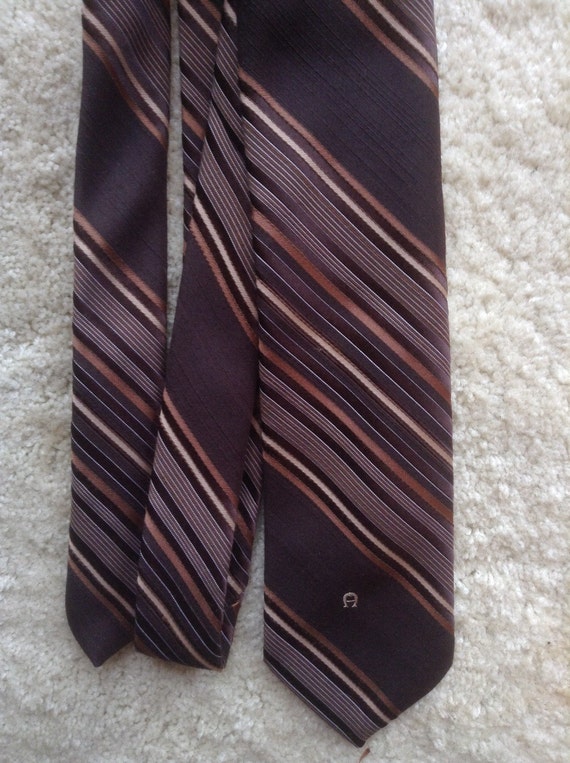 Etienne Aigner Brown Striped Mens Necktie / Designer 70s Mad