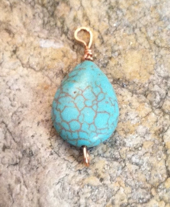 Teardrop turquoise pendant turquoise howlite by EarthyByDesign