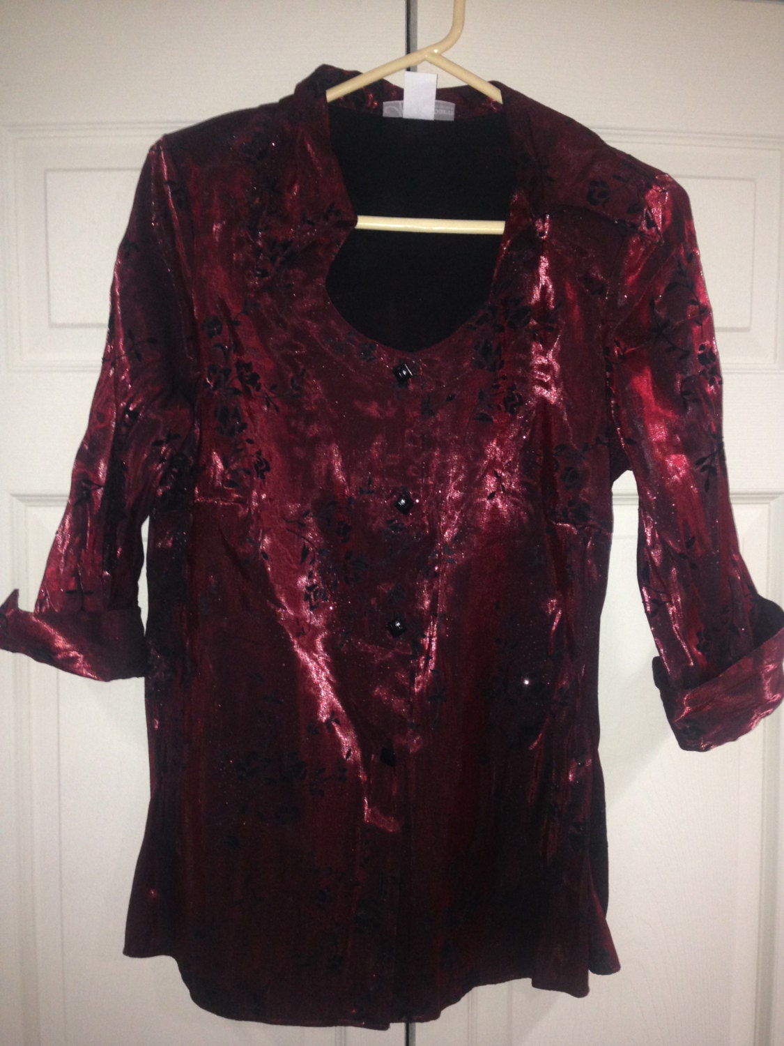 velvet red blouse