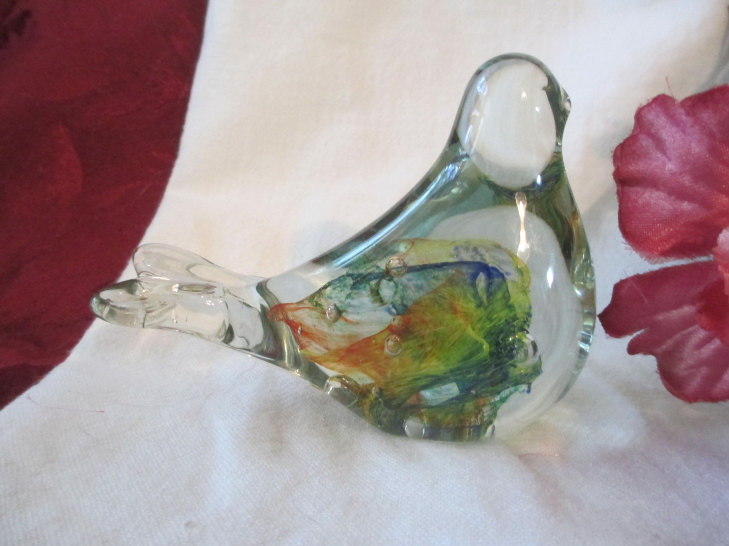 Vintage Murano Art Glass Bird Figurine or Paperweight clear