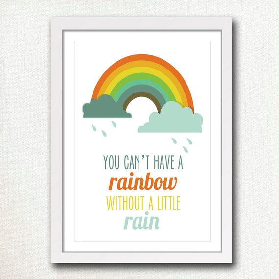 Rainbow Wall Art You Can't Have A Rainbow by scrappaperdesign