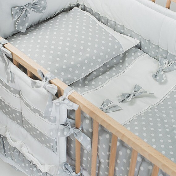 Crib bedding grey and white Mist Grey nursery by CotandCot