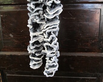 Black and White Ruffle Scarf, Birthday Gift, Gifts for her, Gifts for Mom, Gifts for Sister, Unique gifts for Women, Gifts for friend
