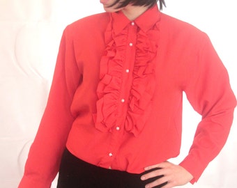 Flamoyant Red Volant Blouse