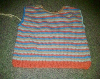Striped cotton top gold blue orange green for little girl 4-6 x