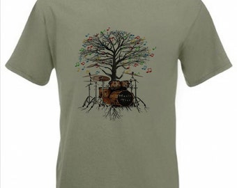 Drum Kit T-shirt Musical Drummer Tree percussion in all sizes