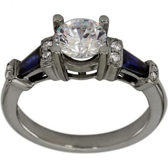 Antique Engagement Ring Setting With Sapphire Baguettes