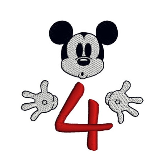 mickey mouse number 4 disney birthday numbers by stitcherycomplete