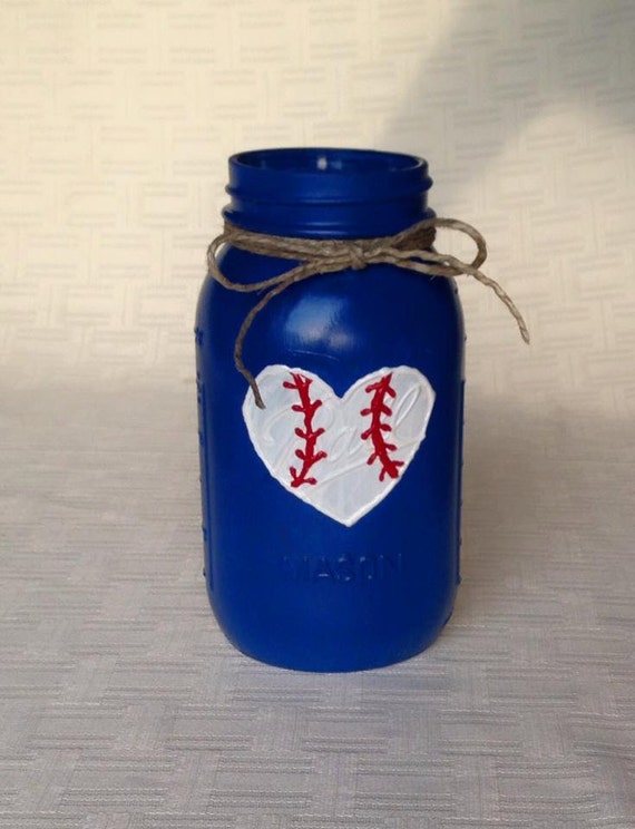 Baseball Mason Jar Vase by LittleThingHomeDecor on Etsy