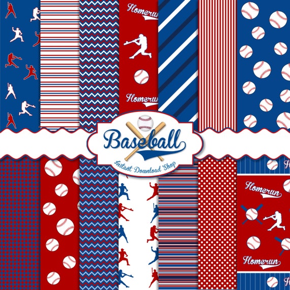 Baseball Digital Paper Pack Scrapbook Papers 14 JPG Files 12
