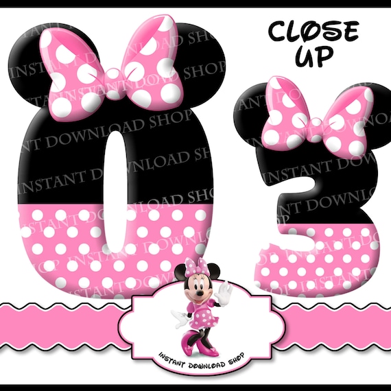 instant download minnie mouse numbers by instantdownloadshop