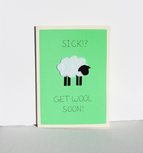 Get Well Get Wool Soon Pun Funny Handmade By Cardcrazykellyco