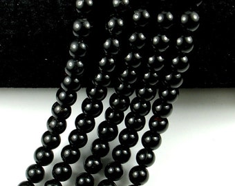 Black Tourmaline Beads, Round, 6mm (6.5 mm), 15.5 Inch, Full strand, Approx 61 beads, Hole 1 mm, A quality (147054004)