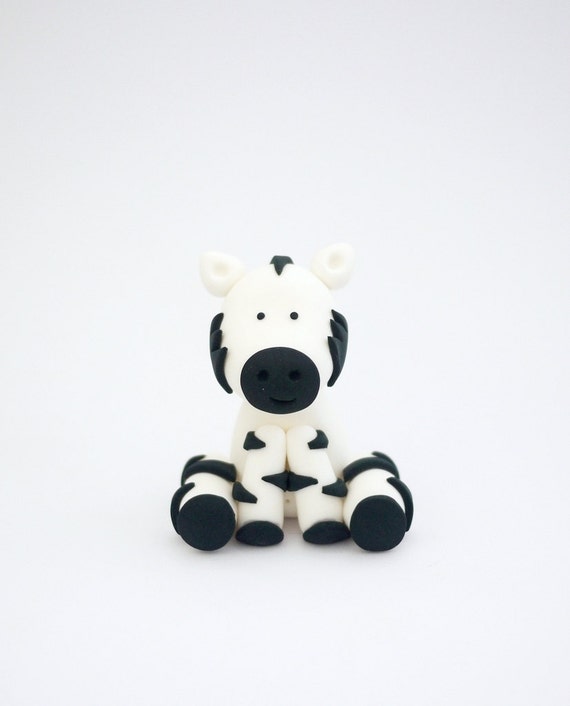 Fondant Zebra Topper. Edible Zebra Cupcake Topper. Zebra Cake