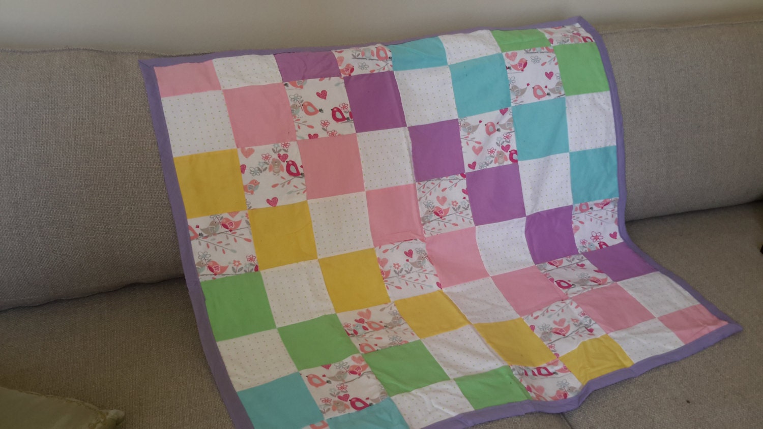 Baby Girl Personalized Swaddle or Crib Quilt