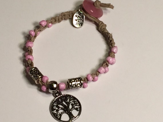 Items similar to MadeWithLoveHempz pink charm bracelet on Etsy