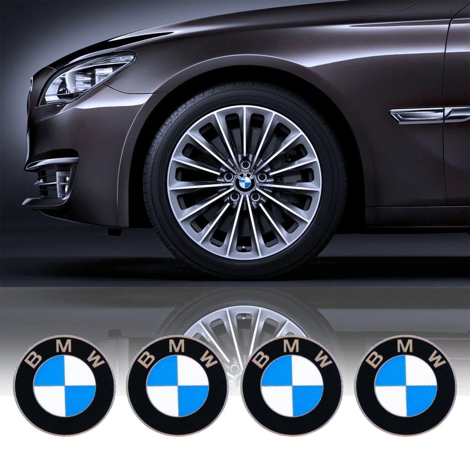 Set of 4 x 55mm diameter BMW Wheel Center Caps by Peelandsticker