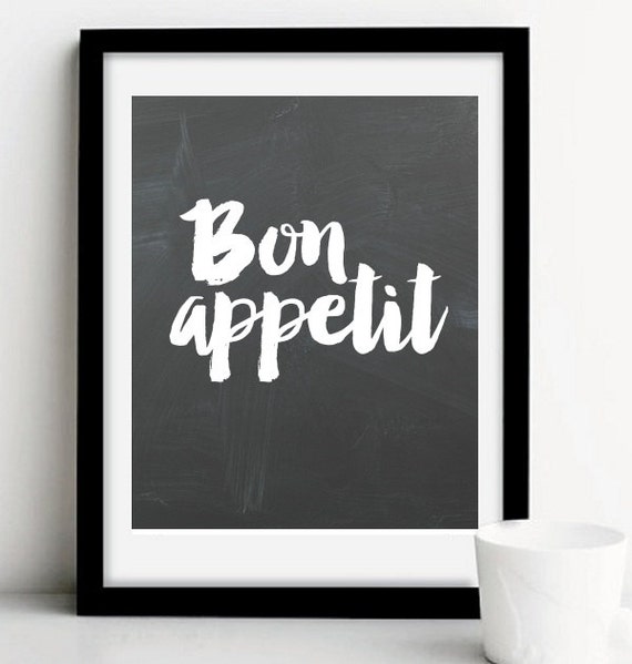 Bon Appetit Print Printable Wall Art Kitchen by wordsmithprints