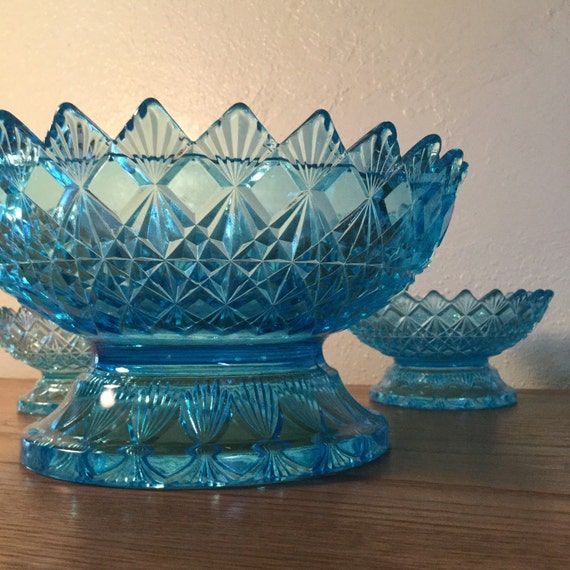 King Glass Fine Cut and Block Blue by AHouseofGlass on Etsy