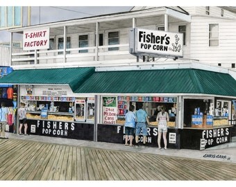 Ocean City Treats - Art Print Watercolor Painting Boardwalk, Eastern Shore, Beach wall art, Christmas gift ideas