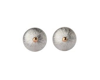 Sterling Silver and 14 K Gold Stud Earrings