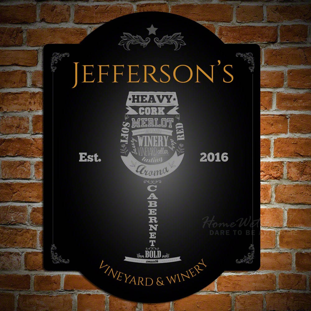 SALE Personalized Modern Wine Bar Sign Wine Signs by HomeWetBar